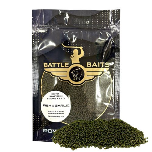 BATTLE BAITS SMOKE X LED 400гр - Риба и чесън 2мм, пушещи пелети - Риболовни принадлежности TomaxShop ®