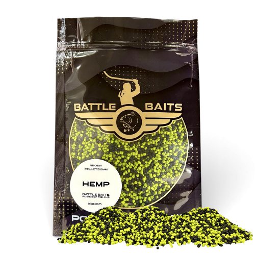 BATTLE BAITS Hemp 400гр - Коноп 2мм, пелети за фидер - Риболовни принадлежности TomaxShop ®